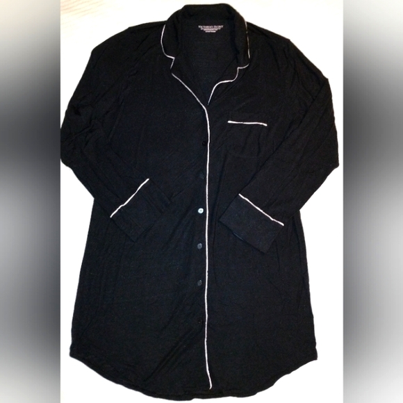 Victoria's Secret Other - Victoria's Secret Black Button Up Long Sleeve Nightgown Size S